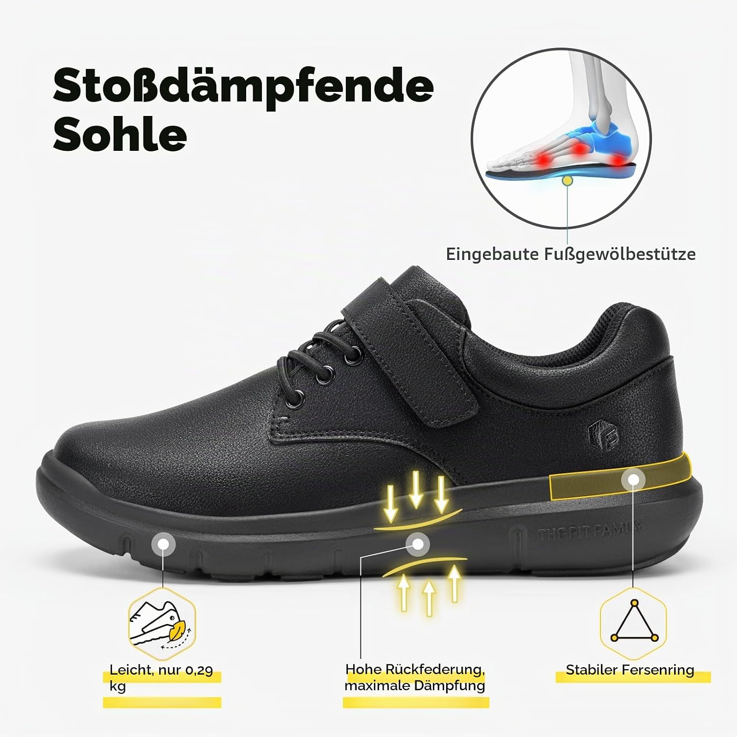 FitVille Extra Wide Men's Health Shoes with Microfibre Leather Business Casual Shoes Adjustable Trainers Comfortable Cushioning Walking Shoes for Wide Feet – Bild 4