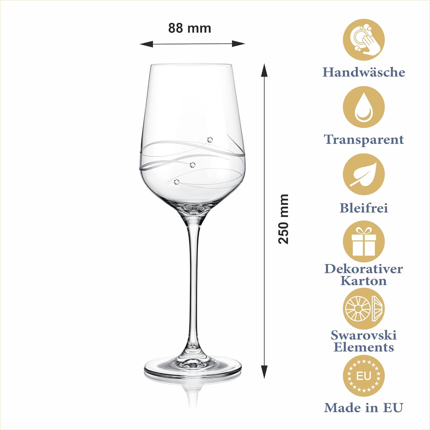 Spiral Wine Glass 40th Birthday Women & Men - Modern Wine Glass with Engraving, Spiral Engraving and Premium Crystals, Elegant Gifts for Men and Women - 1 Piece, 450 ml (40 Years) – Bild 3