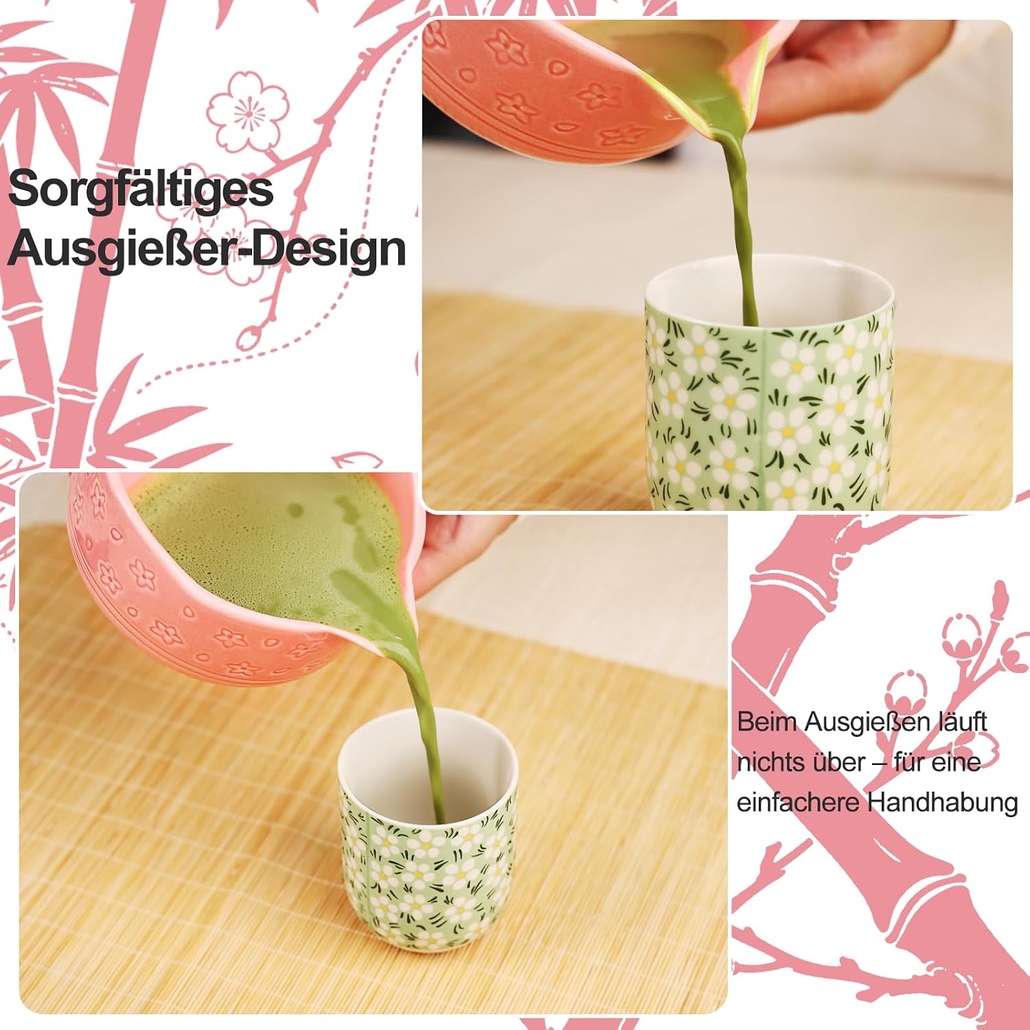 Matcha Set, Matcha Tea Set 7 Pieces with Matcha Broom Bowl, Strainer & Accessories, Perfect Gift Premium Matcha Set for Traditional Japanese Lovers (Pink) – Bild 3