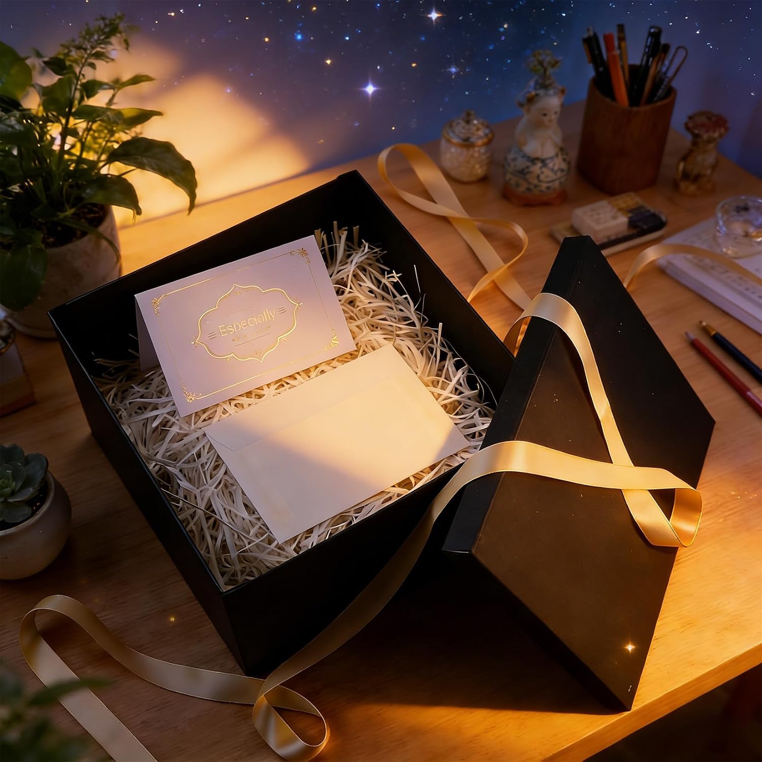 Forbabe Gift Box with Lid 30 x 30 x 25 cm, Gift Box Black Large – Bild 4