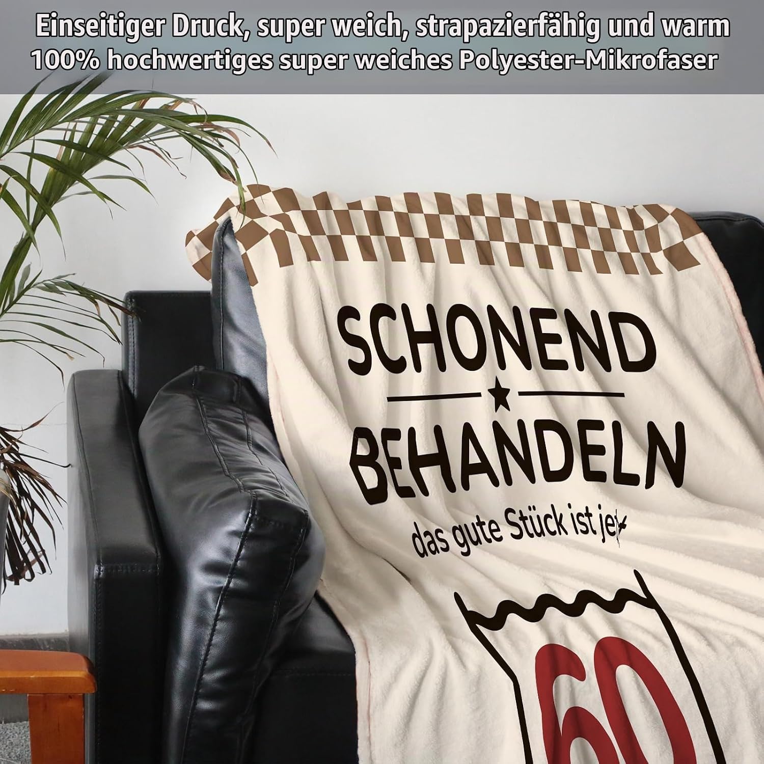 60th Birthday Woman Man Funny Birthday Cuddly Blanket Gift, Gifts for 60th Birthday for Women Men, 60th Birthday Wife Girlfriend Mum Dad, Gentle Treat Gifts – Bild 3