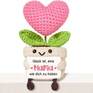 Mum Gift – Handmade Crochet Heart Flower with Energy Card, Birthday Gift for Mum, Mother Gifts for Birthday, Mother’s Day Gifts