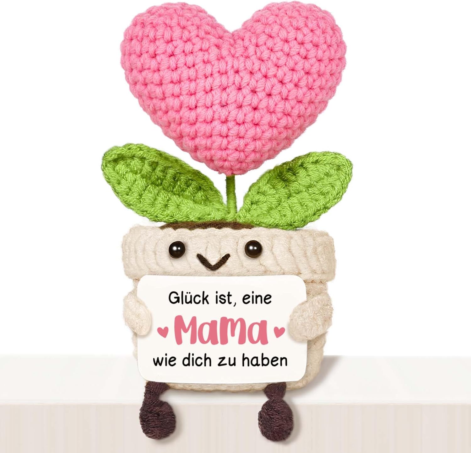 Mum Gift - Handmade Crochet Heart Flower with Energy Card, Birthday Gift for Mum, Mother Gifts for Birthday, Mother's Day Gifts