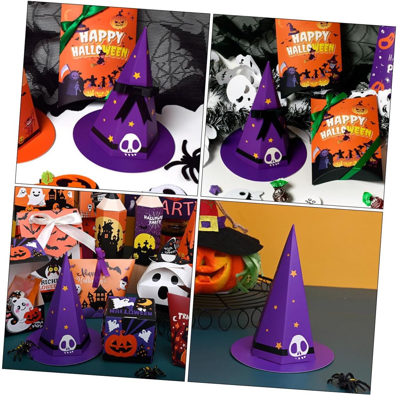 CIYODO Pack of 20 Cardboard Hat Candy Gift Box Paper Purple Halloween Theme Anti Falling for Halloween and Party Packaging – Bild 3