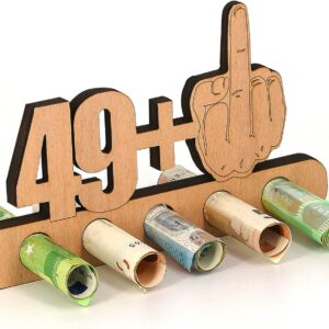 Giftota – Original Funny 50th Birthday Money Gift, Wood – 49 + 1 – Gift for 50th Birthday – Birthday Anniversary – Wooden Gifts – Gifts for Friends, Family