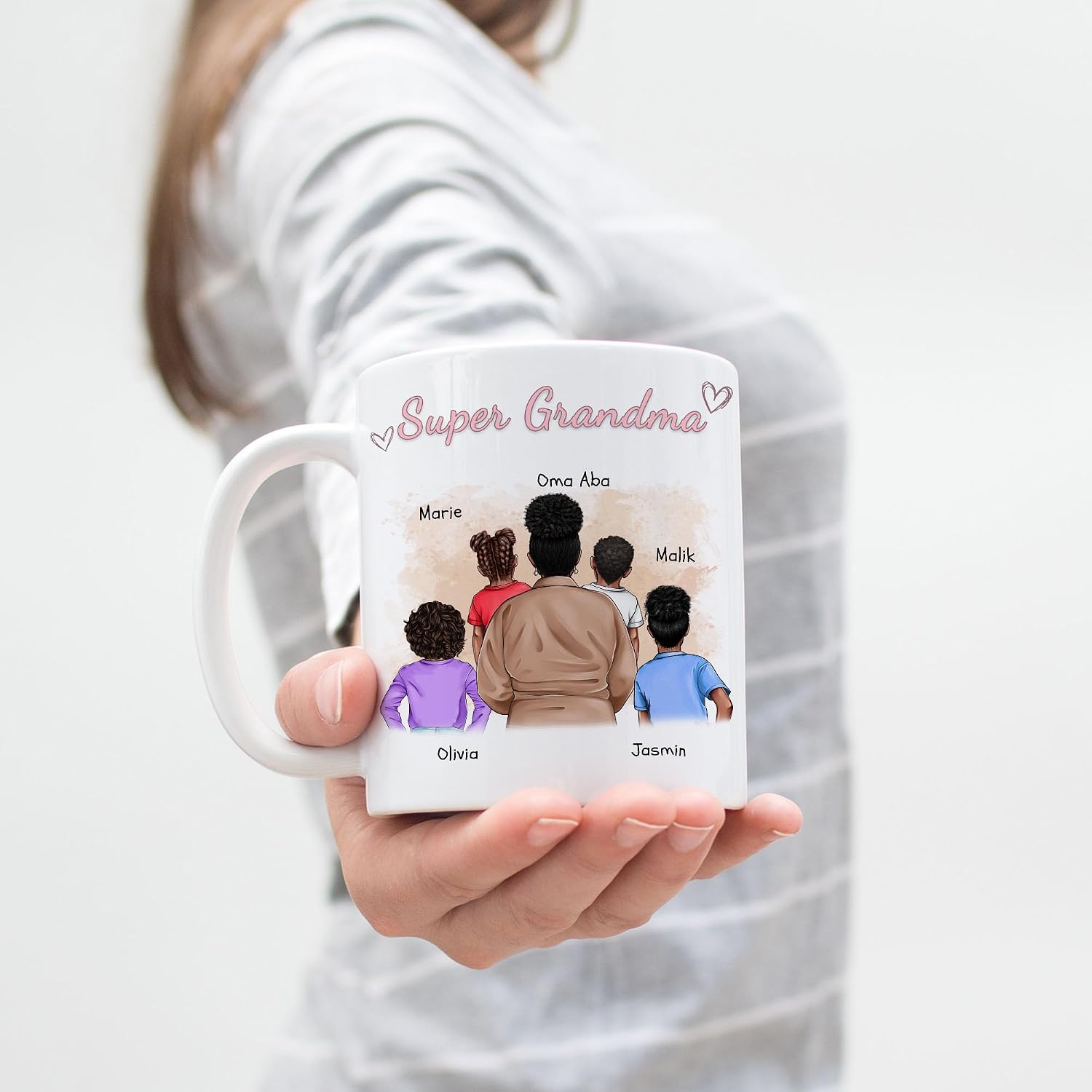 Kiddle-Design Grandma Mug Personalised 4 Grandchildren Mother's Day Gift Birthday Gift – Gift Grandma with Granddaughter Grandson – Best Grandma in the World – Bild 5