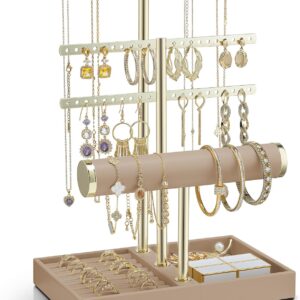VLANDO Jewellery Stand 4 Tier PU Leather Jewellery Storage Room Decoration
