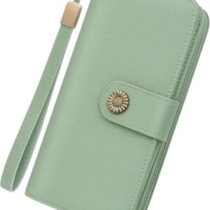 TEUEN Large Purse for Women Made of Vegan Leather with Multiple Compartments, Long Format Wallet with RFID Protection, Mobile Phone Pocket, Zip Coin Pocket, Purse for Women, Elegant Gift