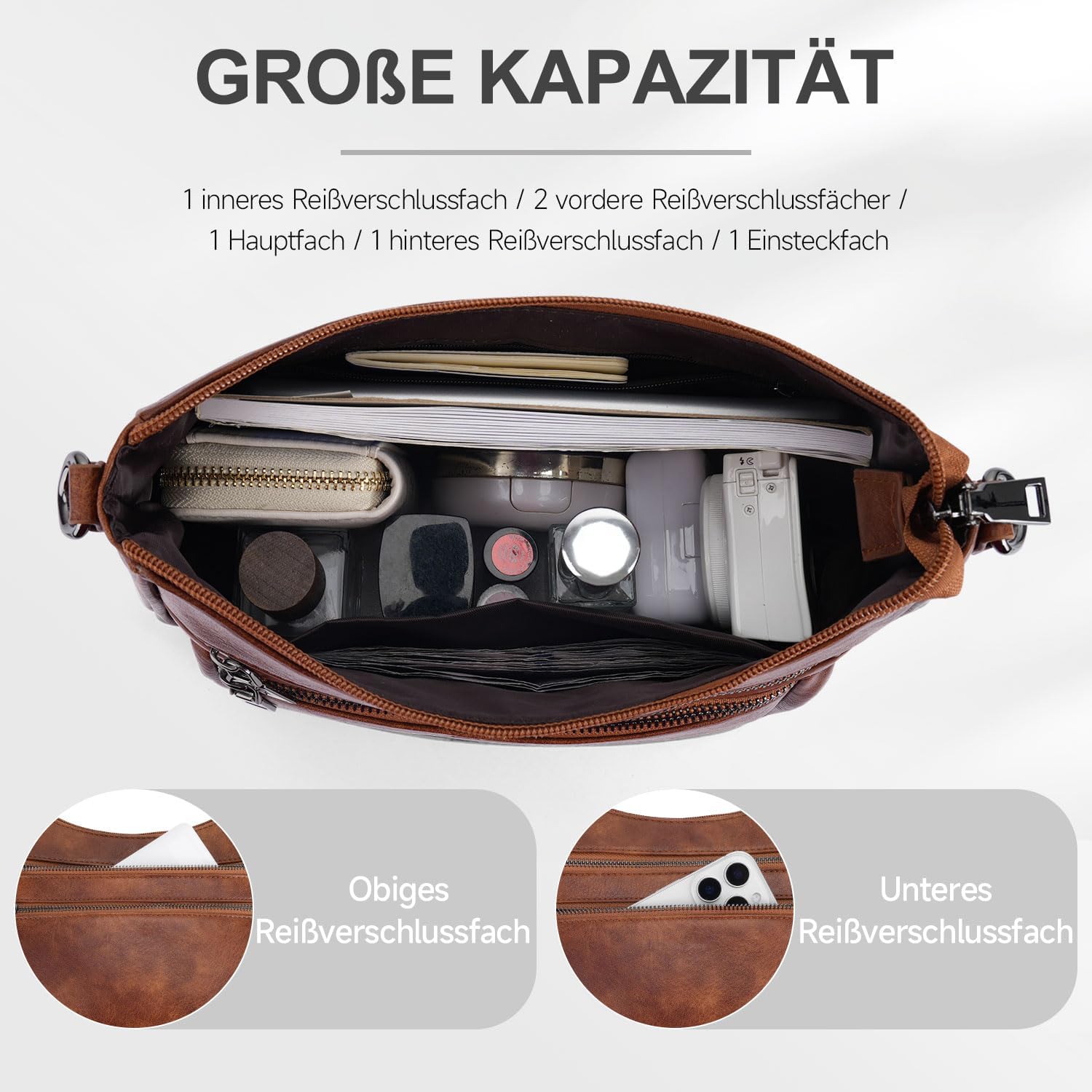 Small Handbag Women's Shoulder Bag Made of Vegan Leather Bag Crossbody Bag with Wide Strap Shoulder Bag Capacity Travel Bag – Bild 4