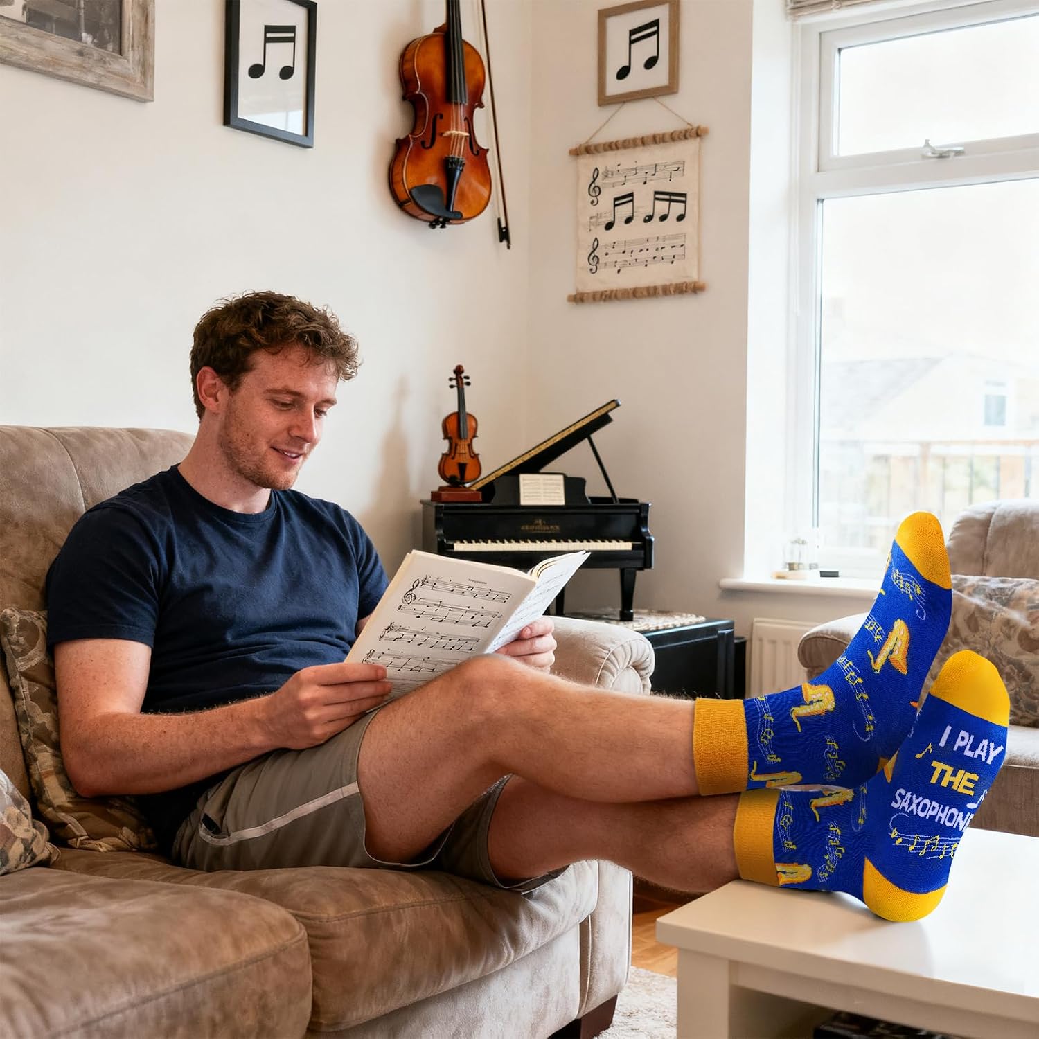 AGRIMONY Funny Music Socks Men Boys Music Colourful Men Funny Socks Cool Musician Funny Socks Father's Day Gift Valentine's Day Gift Ideas – Bild 6