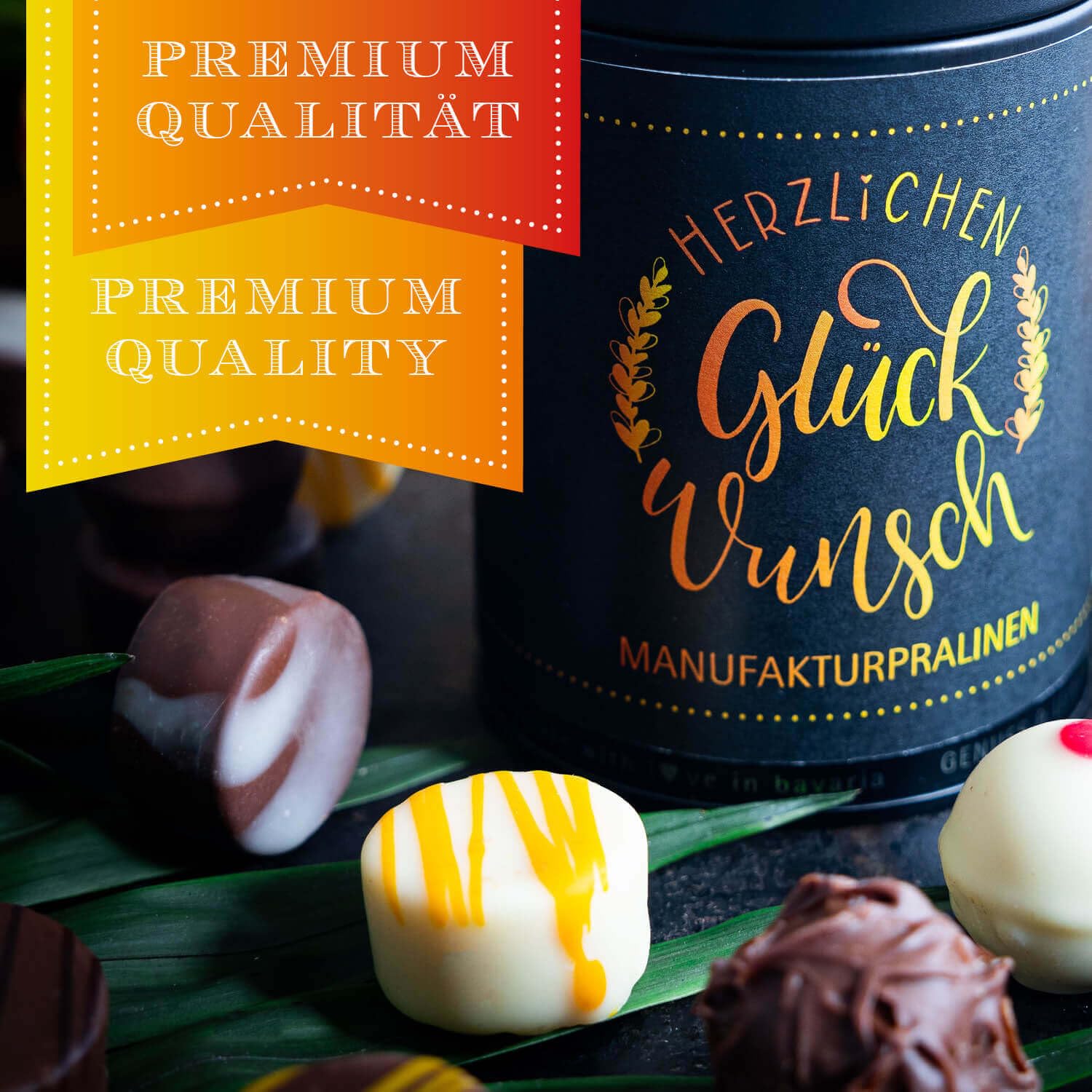 Hallingers Genuss Manufaktur Chocolates Congratulations Gift - Without Alcohol, Handmade from Confectionery Fine Cocoa in High-Quality Gift Box "Herzlichen Glüc...", Gift Idea for Men and Women – Bild 3
