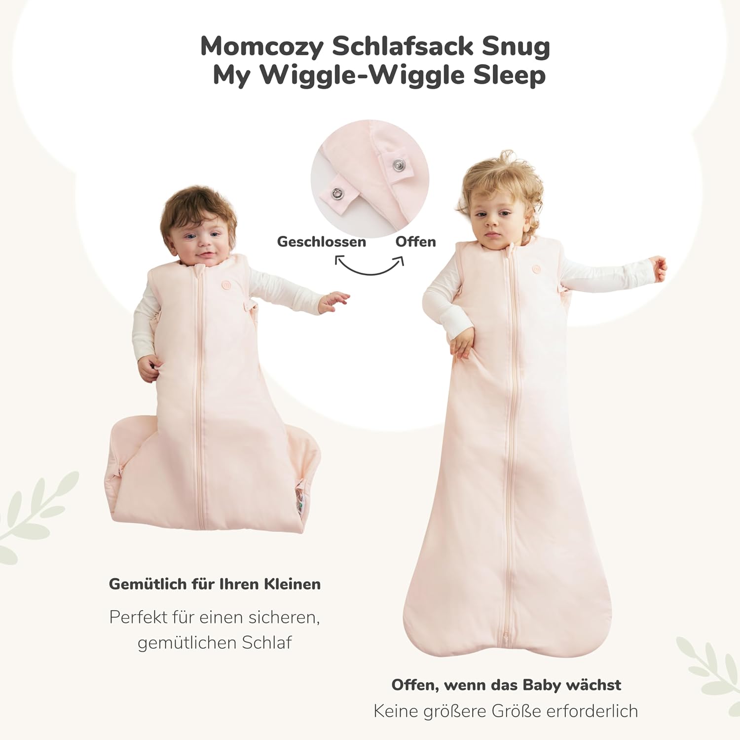 Momcozy Baby Sleeping Bag 1.5 Tog Cloud Soft Bamboo with 1.5 Tog, Portable Blanket with Supportive Plush Stuffing, Two-Way Zip for Easy Nappy Changing – Bild 5