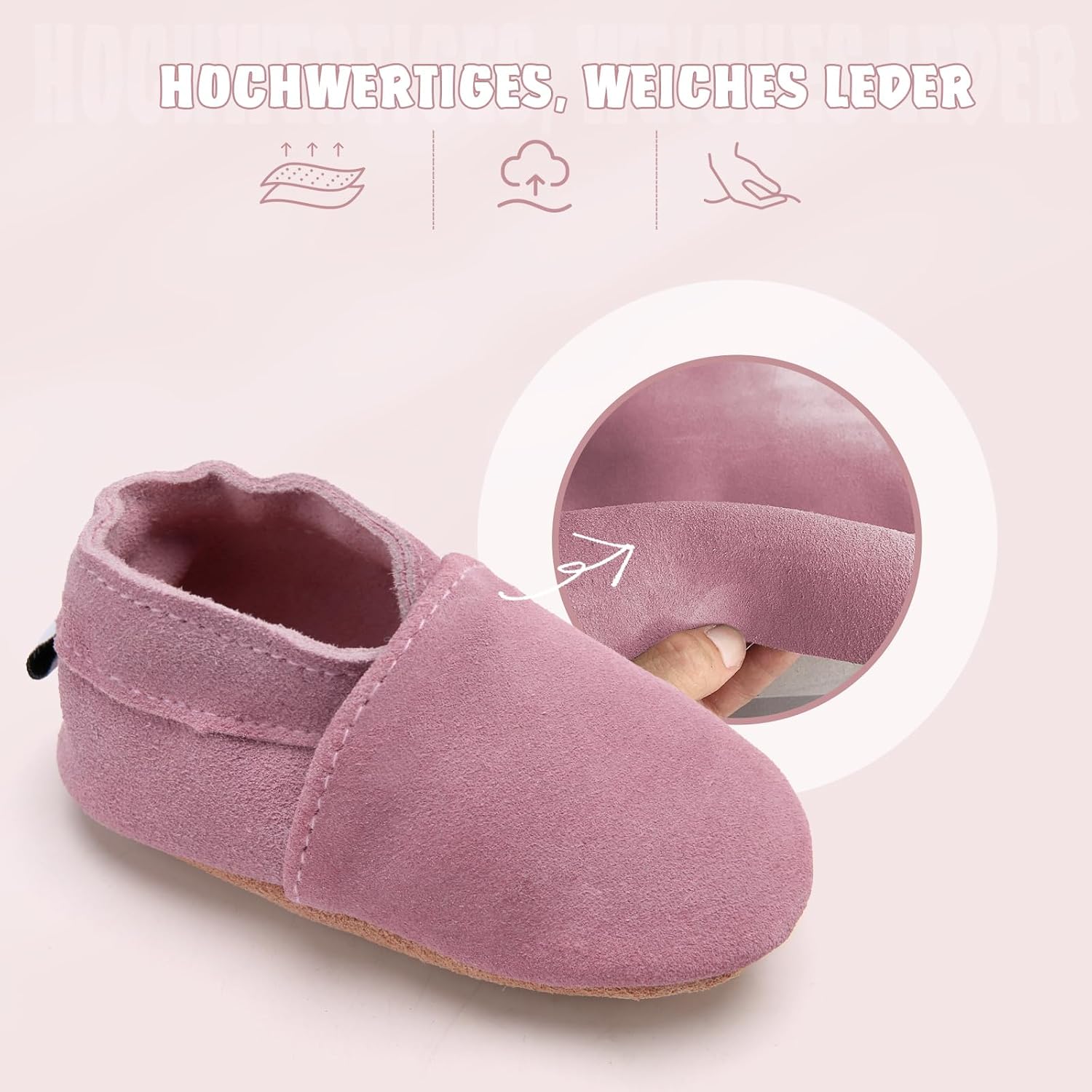 IceUnicorn Baby’s First Walking Shoes, for Babies (Girls and Boys), Leather Slippers, Soft, Suede Soles, Leather Shoes – Bild 2