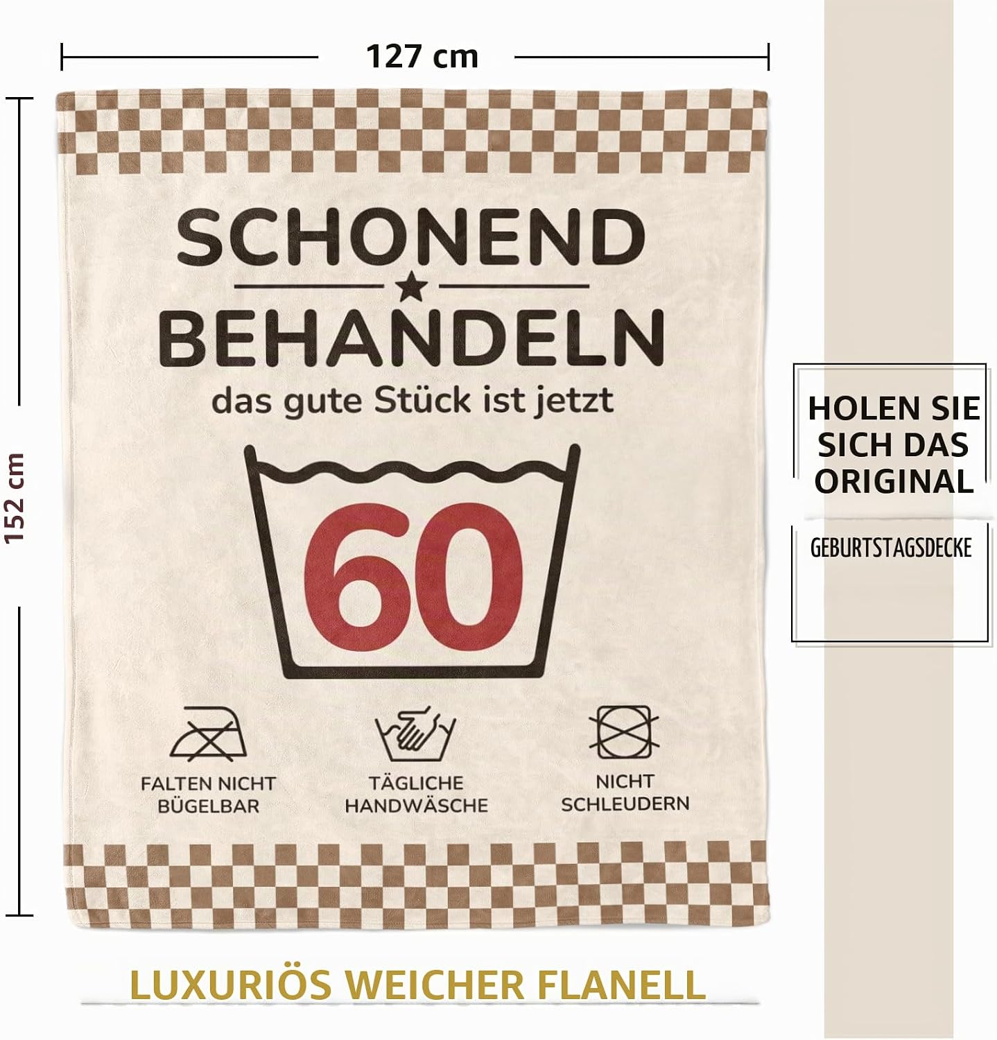 60th Birthday Woman Man Funny Birthday Cuddly Blanket Gift, Gifts for 60th Birthday for Women Men, 60th Birthday Wife Girlfriend Mum Dad, Gentle Treat Gifts – Bild 5