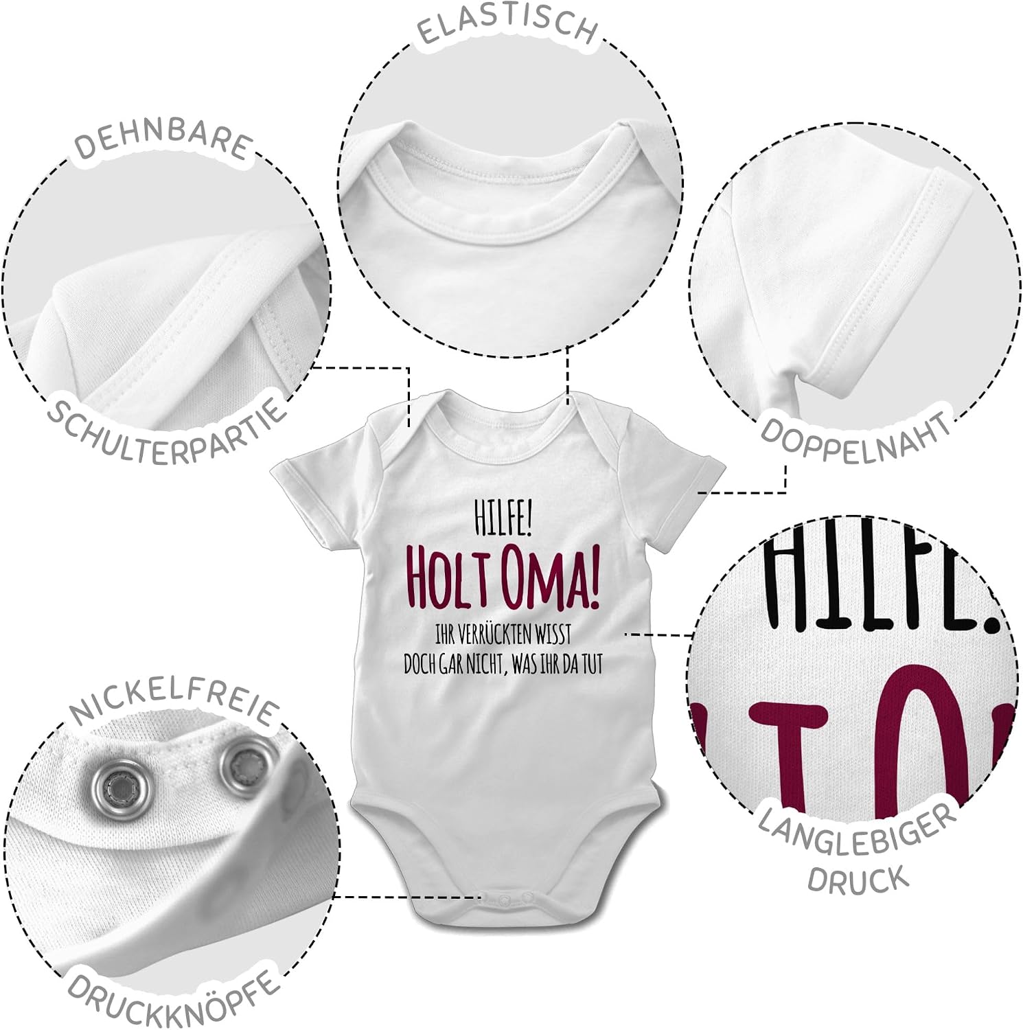 Shirtracer - Statement Sayings Baby - Help Holt Grandma - Baby Bodysuit Short-Sleeved for Boys and Girls – Bild 3