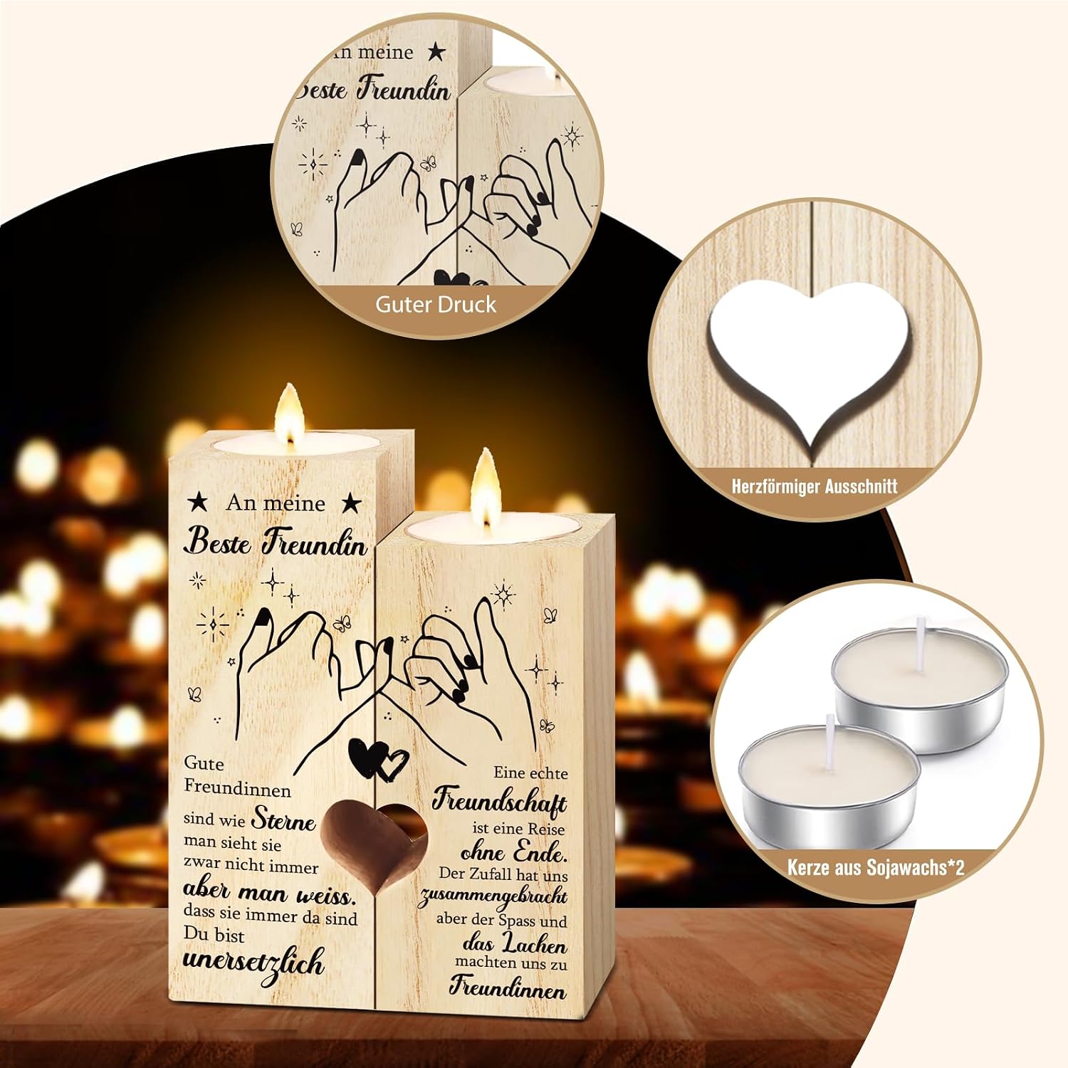Gifts for Girlfriend, Personalised Candle Holder Gifts, Best Friend, Birthday Gift, Friendship Candlestick Gifts, BFF Gifts – Bild 3