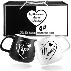 LIHAO Mum and Dad Mugs Set of 2 Gift for Expecting Parents