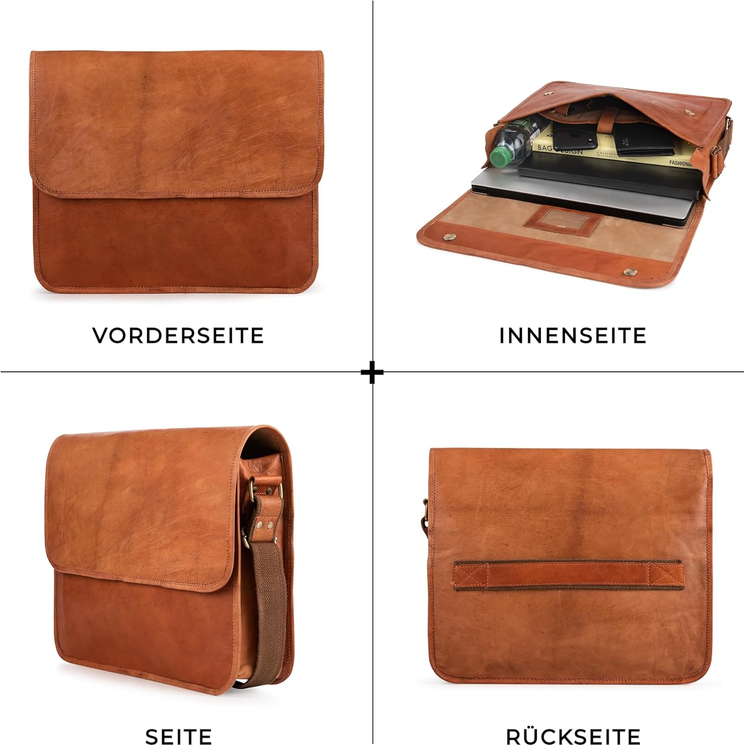 Berliner Bags Ghent Vintage Leather Messenger Bag for Men - Brown – Bild 6