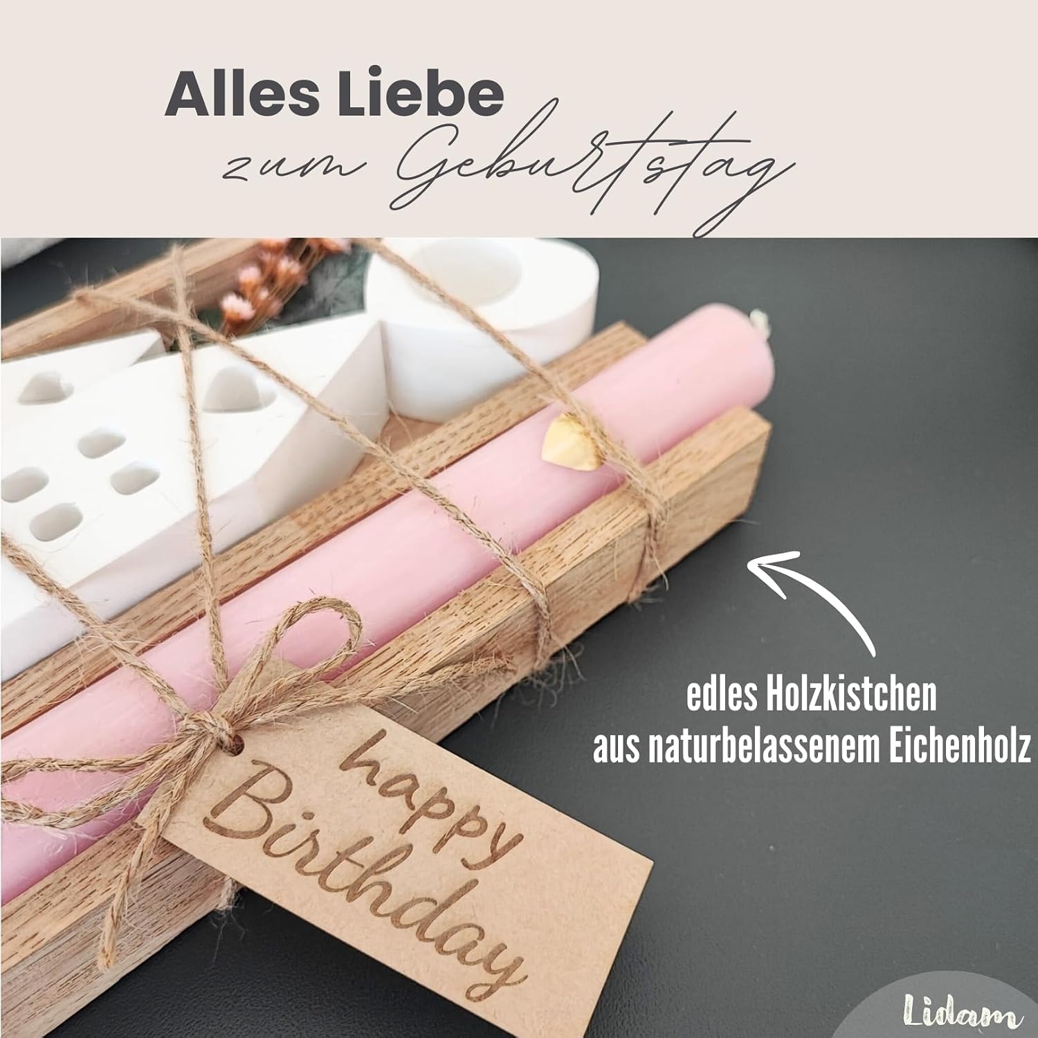 Candle Gift Set for Birthday Women or Girlfriend | Gift | Light Houses Candle Decoration with Dried Flowers – Bild 5