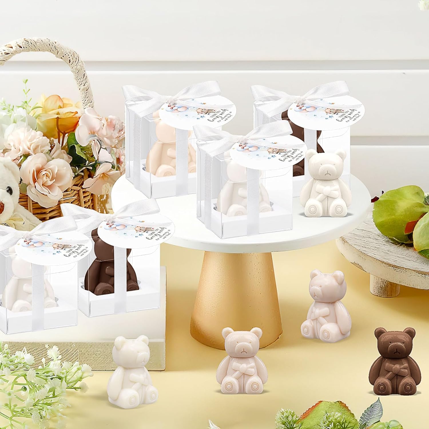 36 Pieces Bear Baby Shower Gifts, Bear Soap Party Favors with Thank You Cards and Boxes for Baby Shower Decoration, Guest Gift, Wedding Supplies (White and Brown) – Bild 7