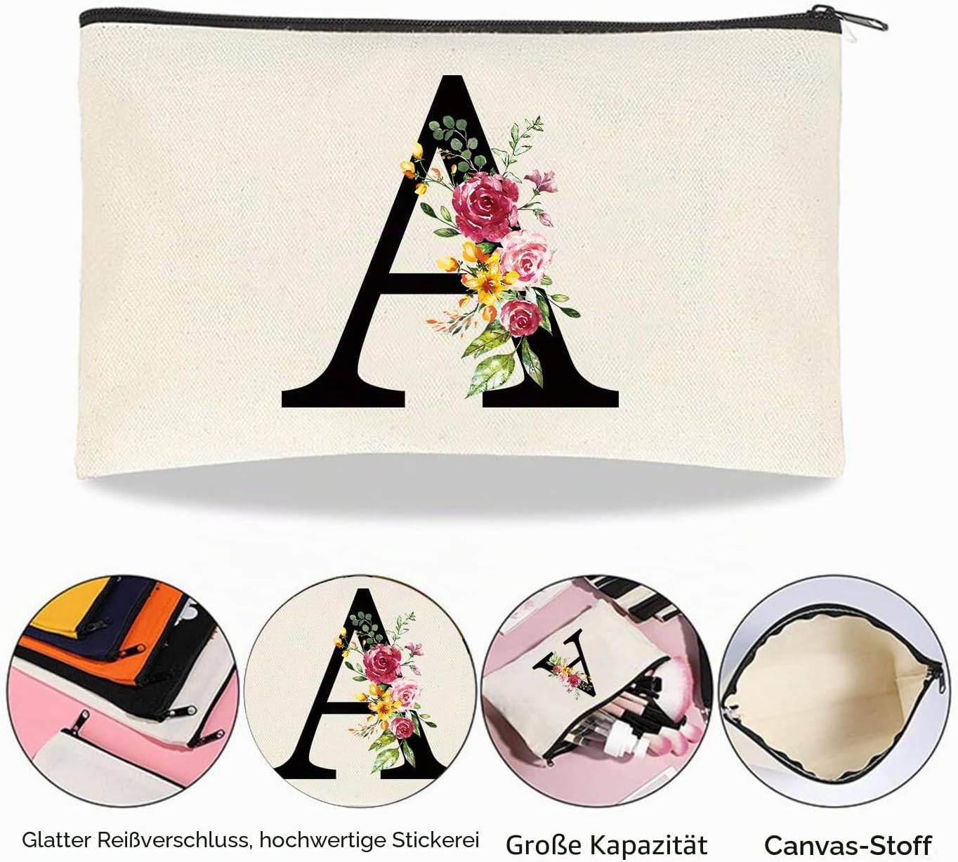 Cotton Bag Personalised with Name, Women's Initials Canvas Gift Tote Bag and Cosmetic Bag for Women Girlfriend Mum Sisters Wife Birthday, Valentine's Day, Mother's Day Bag (S) – Bild 7