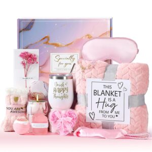 Gifts for Women, Birthday Gift for Women, 12-Piece Girlfriend Birthday Gift Set, Includes Insulated Mug with Flannel Blanket, Gift Ideas for Mum, Sister, Colleagues, Bath Relaxation