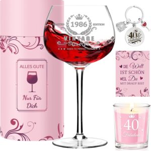 40th Birthday Women, Vintage Wine Glass 1986, 40th Birthday Gifts for Women, Personalised Gifts, Birthday Gift for Wife, Girlfriend, Sister, Wife, Mum, Colleague (1986)