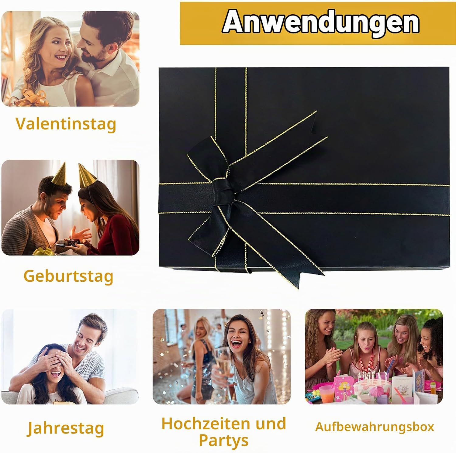 Large Gift Box with Lid 29 x 21 x 10.5 cm, Gift Box Black – Bild 7