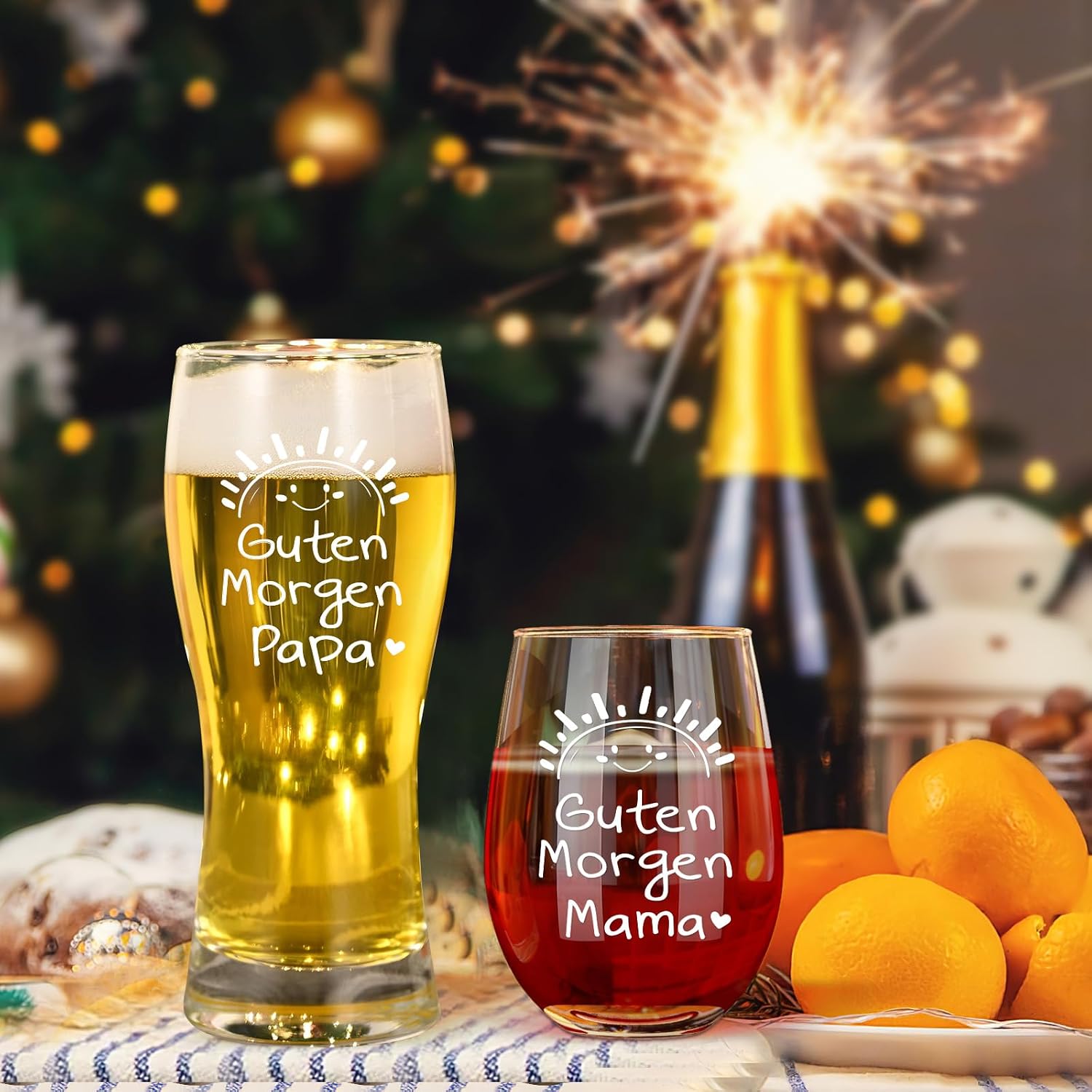 Joymaking Wine Glass and Beer Glass Gifts for Dad, Mum, Parents Gift, Mother's Day, Father's Day, Dad and Mum Glass Set – Bild 4