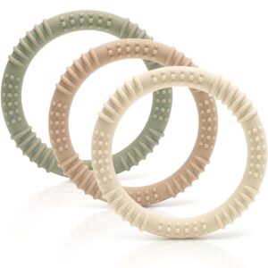 CAJA Teething Ring Baby Set of 3 Teething Aid Teething Toy and Baby Toy