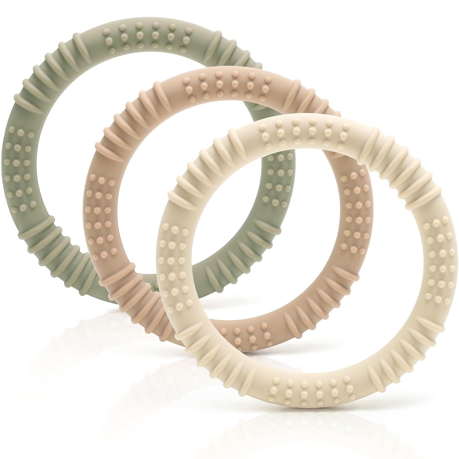 CAJA Teething Ring Baby Set of 3 Teething Aid Teething Toy and Baby Toy