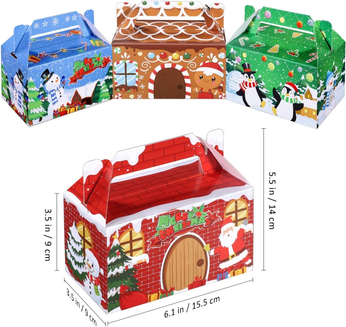 HEMOTON Christmas Party Gift Boxes 3D Christmas House Cardboard Gift Box Cardboard Gift Box Candy Goodie Cookie Box for Holiday Treats 15.5 x 9 x 9 cm – Bild 4