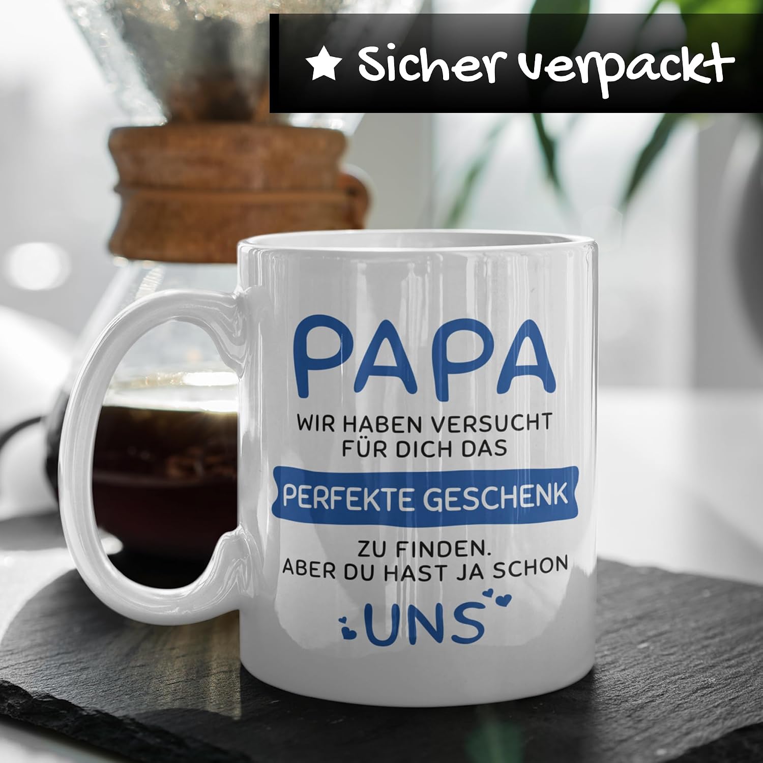 Gifts for Dad, Gift Ideas for the Best Father, Gift for Father Who Has Everything, Gift Set Mug with Spoon (Dad Gift - Us - Blue + Spoon) – Bild 5
