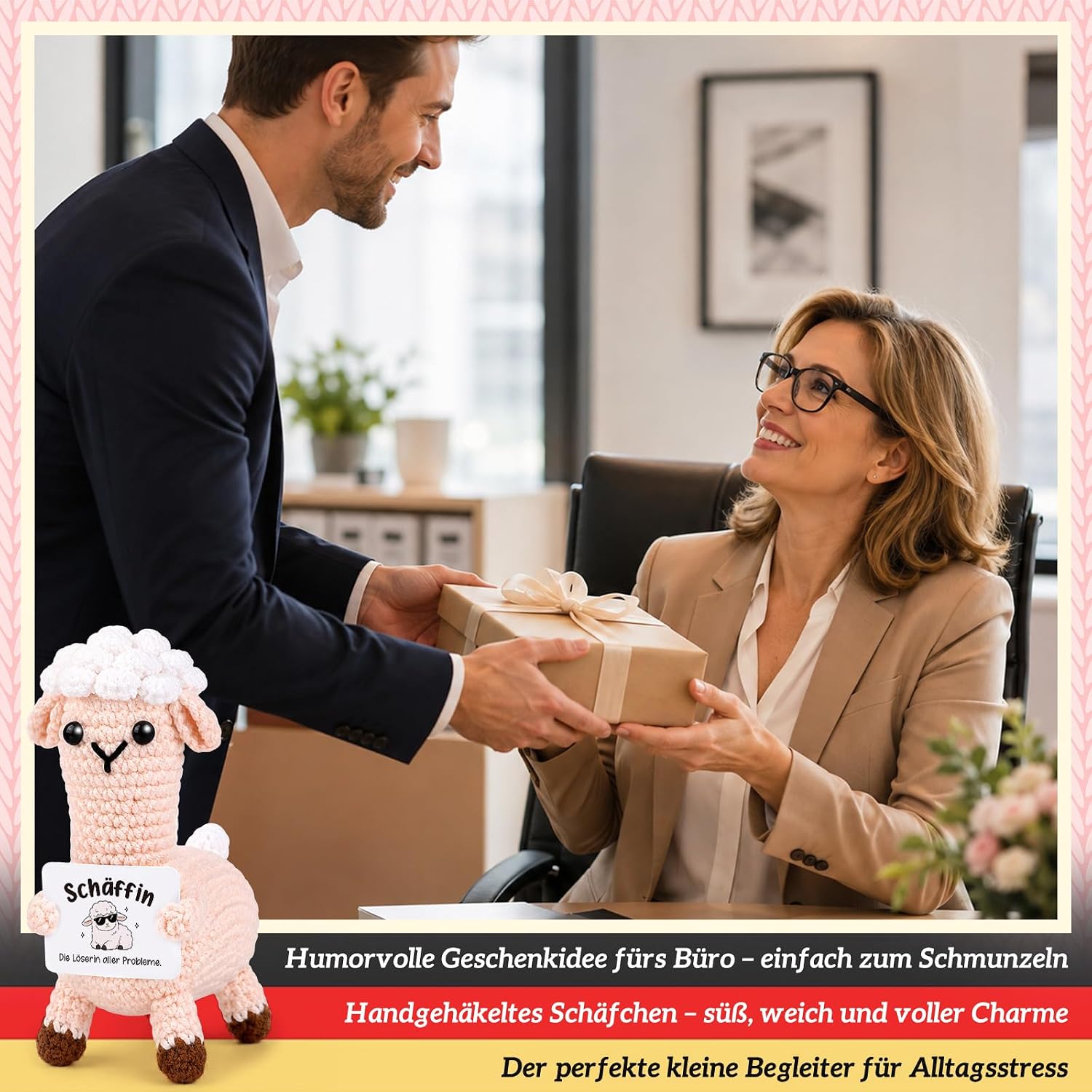 Giftota Gifts for Female Boss, Pocket Hug Crochet Sheep – Bild 5