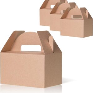 Party Favour Boxes, Pack of 24 Kraft Brown Gift Boxes, Hinged Lid Boxes, 15 x 9 x 9 cm