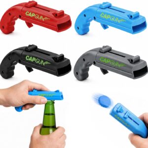 Pack of 4 Cap Gun Bottle Opener Gun, Funny Bottle Cap Game with Launch, Beer Gift for Men, Bottle Opener Funny for Party, Bar & Home