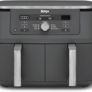 Ninja Dual Zone Digital Air Fryer, 2 Drawers, Metallic Grey DZ400EU