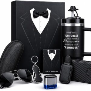Gift Set for Men 6 in 1 with Thermal Mug, Purse, Sunglasses & Keyring - Gift Box for Dad, Boyfriend, Husband for Birthday, Christmas, Father's Day