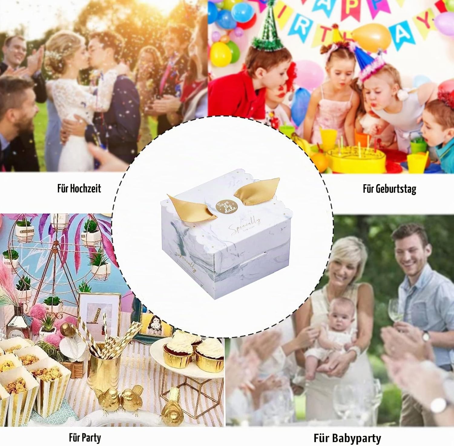 Gift Boxes with Ribbons, Pack of 50 Candy Gift Boxes, Candy Gift Box, Small, Candy Box Wedding, Candy Box for Party, Wedding, Christmas, Halloween, Birthdays (White) – Bild 4