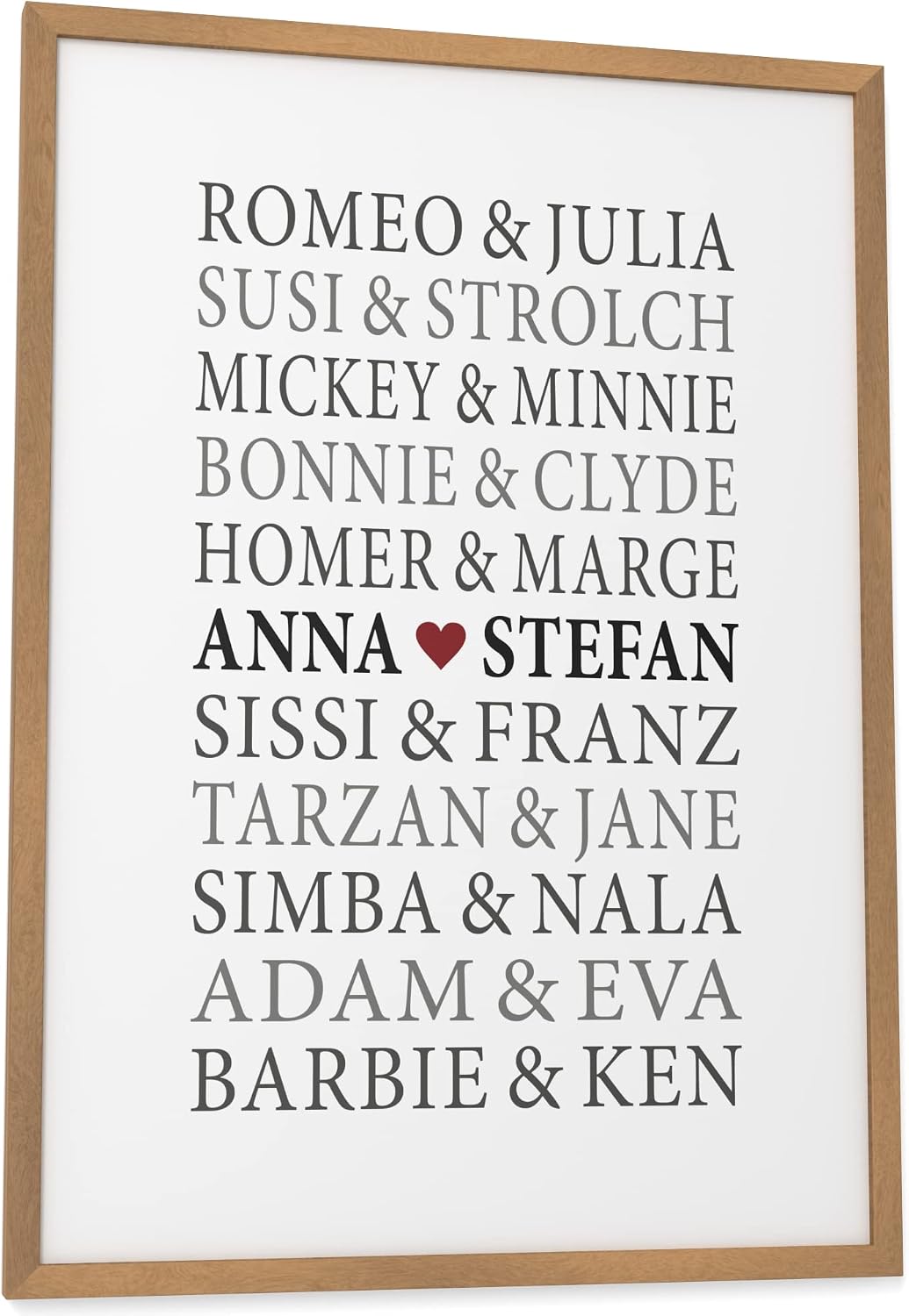 Papierschmiede® Pair of Poster Personalised with Name, DIN A3 (30 x 42 cm) Choice of Frame, Wedding Gift Framed, Name, Gift Picture for Anniversary, Wall Picture for Wedding "Romeo & Juliet" – Bild 7