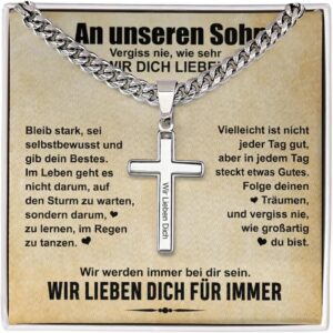 To My Son, Father Son, Birthday Gift for Men, Message from Mum, Cross Necklace