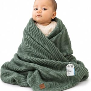 Alina Baby Soft Knitted Blanket, 80 x 100 cm, Green, Soft and Breathable, Oeko-Tex Certified, Lightweight and Cuddly, Perfect for Newborns, Toddlers, Cot, Pram