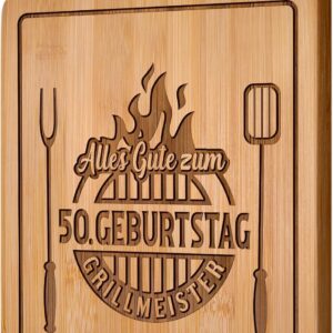 50th Birthday Man – Engraved Bamboo Chopping Board, Gifts for 50th Birthday Man