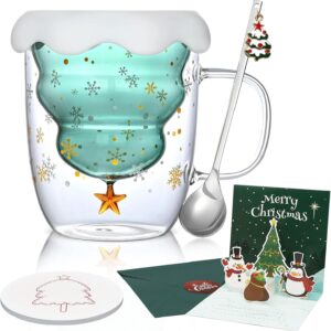 Double-Walled Coffee Glasses 300ml Christmas Tree Christmas Mug