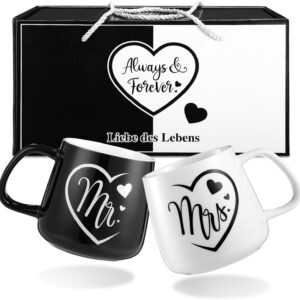 Lihao 2 Pieces Mr and Mrs Mugs Wedding Gift for Bride and Groom