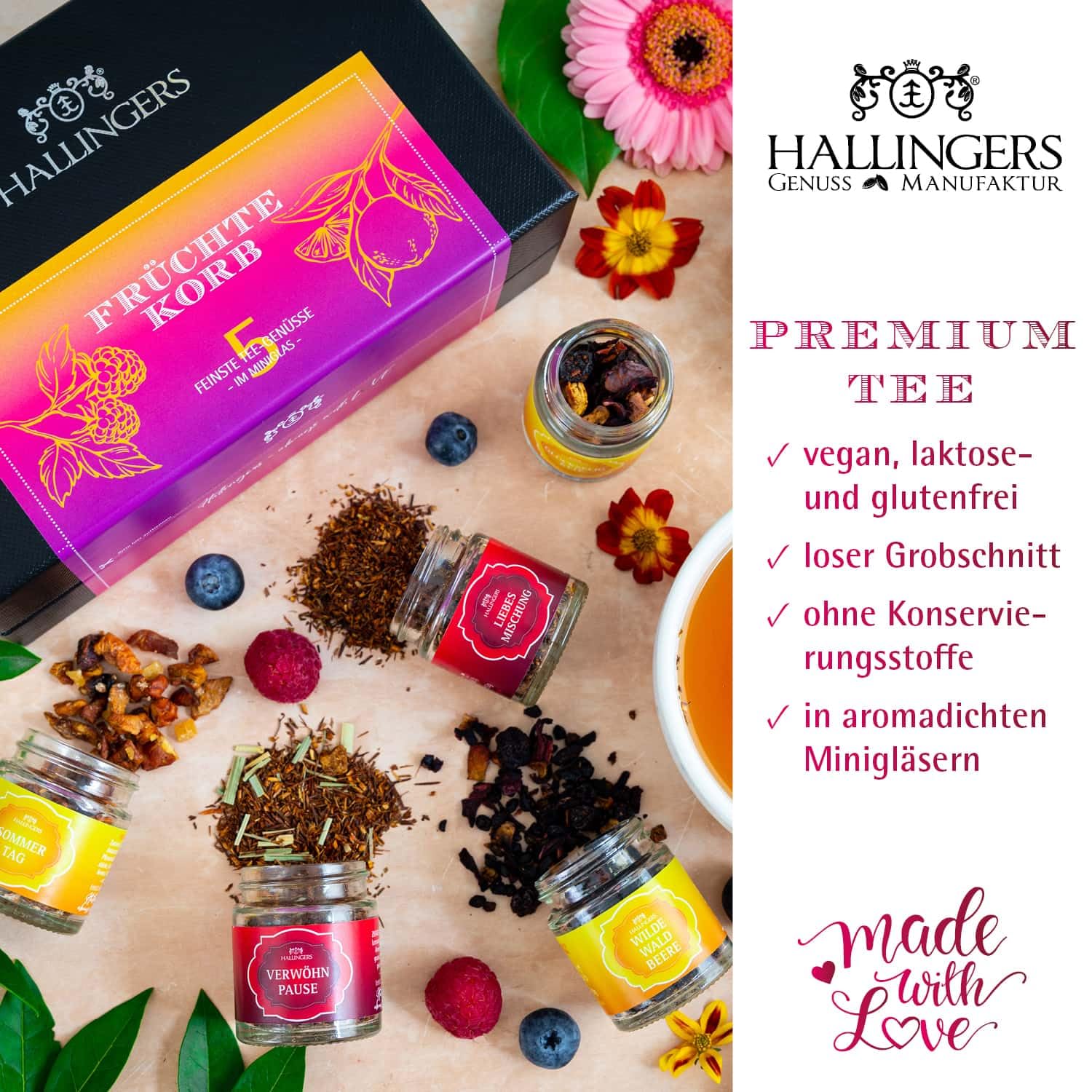 Hallingers Genuss Manufaktur Feinkost Mother's Day Gift Set – XXL Gift Basket "Mother's Day Pink" Large Gift Chocolate Chocolates, Sparkling Wine, Tea, Nougat & Gummy Bears Gift Idea for Mum Grandma – Bild 2