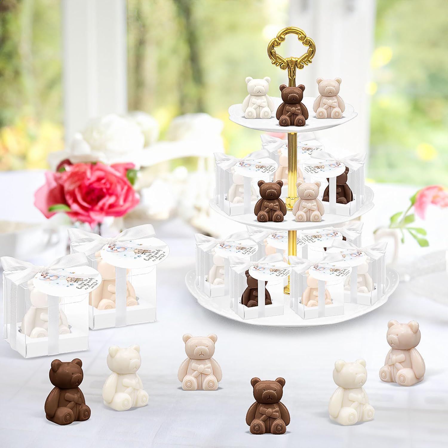36 Pieces Bear Baby Shower Gifts, Bear Soap Party Favors with Thank You Cards and Boxes for Baby Shower Decoration, Guest Gift, Wedding Supplies (White and Brown) – Bild 4