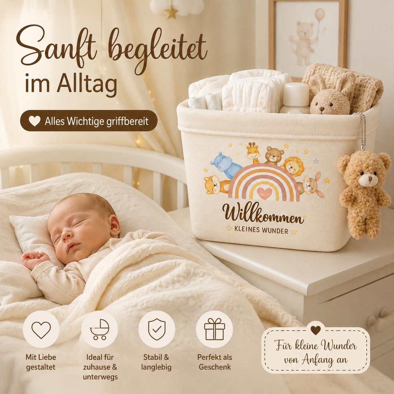 2-Piece Baby Gift Nappy Bag Set, Gift for Birth Girl Boy – Bild 4