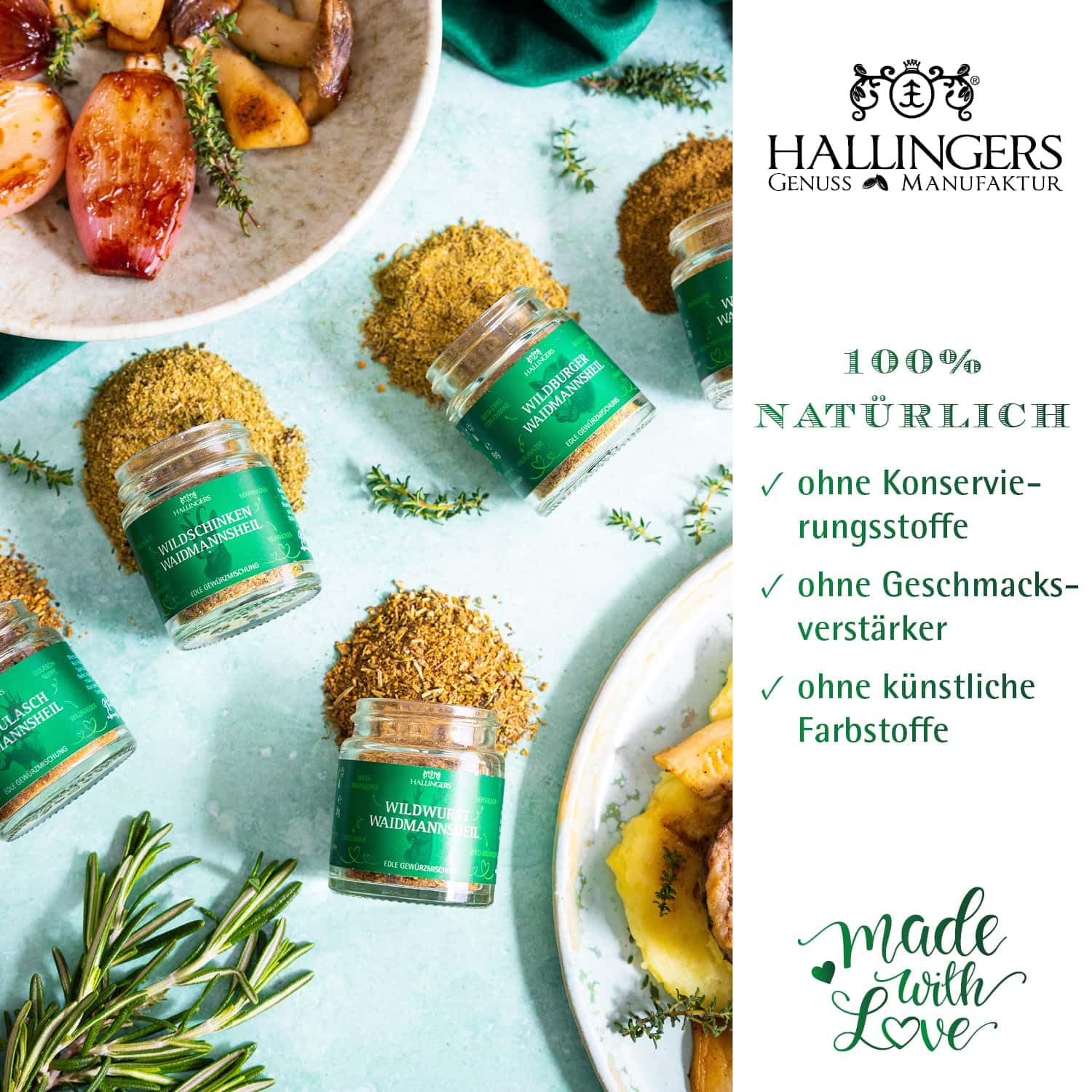 Hallingers Genuss Manufaktur Spice Hunter Gift Set – 5 Spices from around the World in High-Quality Gift Box with Recipe Booklet "Waidmannsheil", Hunting Gift Idea for Hunters – Bild 4