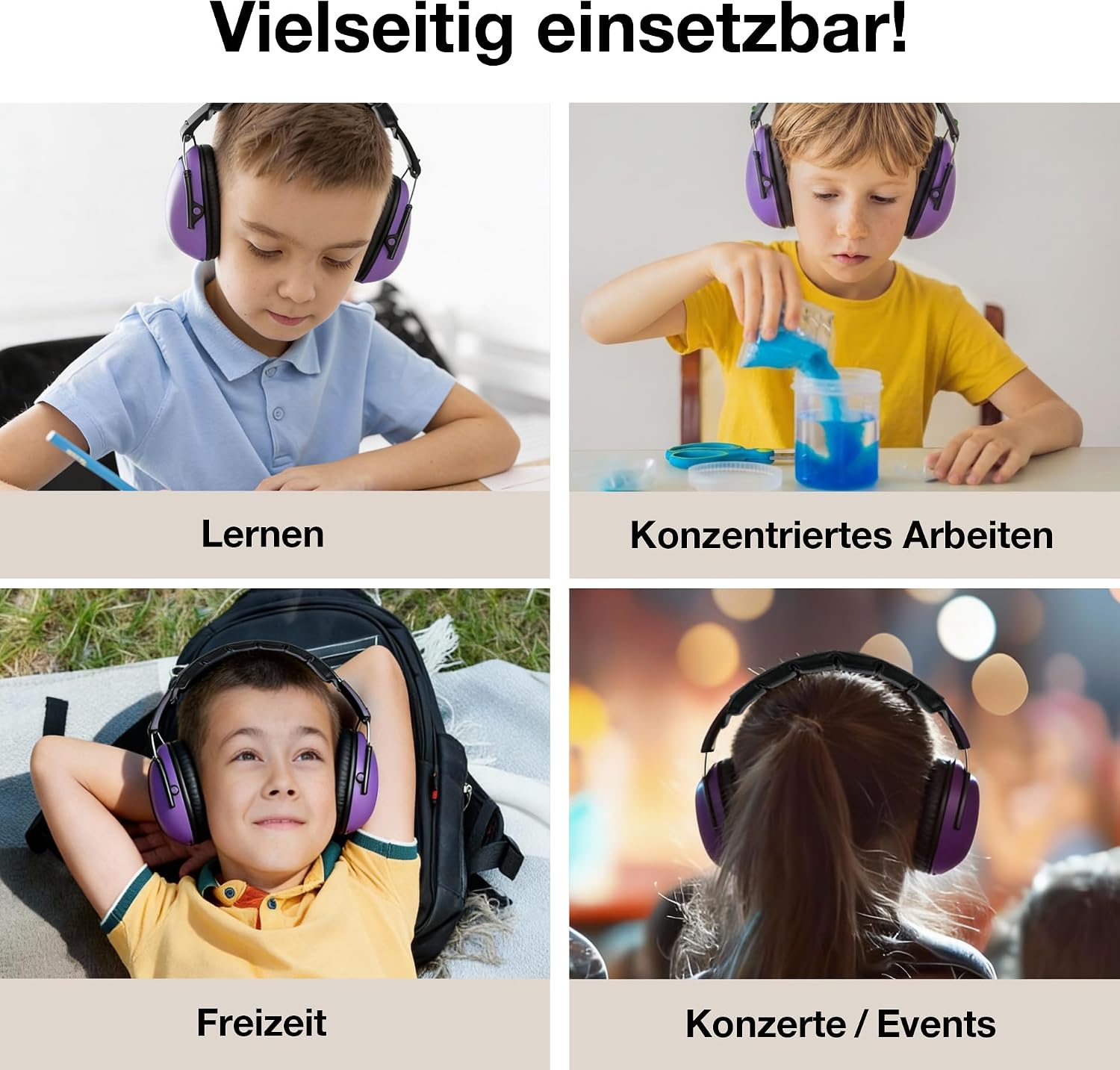 TimeTEX - Auris Plus Hearing Protection for Children Purple | Robust, Adjustable and Foldable Noise Protection Headphones with Insulation Value 24.3 dB | Contents: 1x Noise Cancelling Ear Muffs, 11 x 8 cm – Bild 4